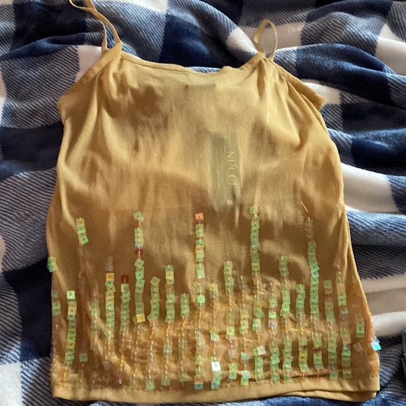 A tan see-through tank top with sparkles - Picture 2 of 2